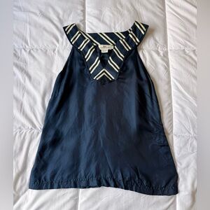 Vineyard Vines Womens 100% Silk Blouse Cami Sz 2 Navy Blue Beachy Nautical